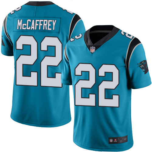 Carolina Panthers Limited Blue Men Christian McCaffrey Jersey NFL Football 22 Rush Vapor Untouchable